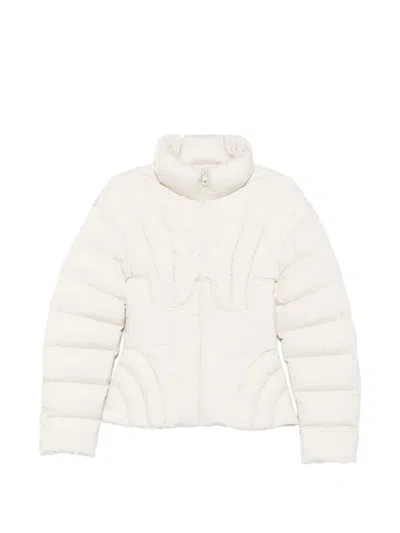 Elisabetta Franchi Quilted High-neck Jacket In Neutral