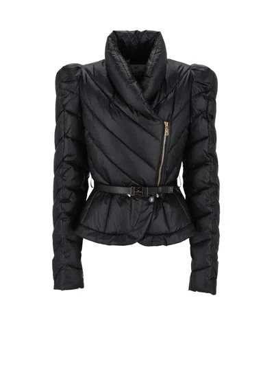 Elisabetta Franchi Quilted Nylon Down Jacket In Black