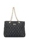 Elisabetta Franchi Quilted Shopping Bag With Logo In Nero