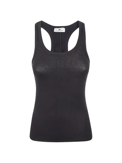 Elisabetta Franchi Ribbed Jersey Racerback Tank Top In Multi