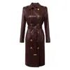 Elisabetta Franchi Double-breasted Coat With Epaulettes And Pockets In Brown