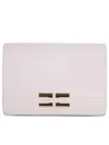 Elisabetta Franchi Rectangular Pink Smooth Geometric Clasp Clutch In White
