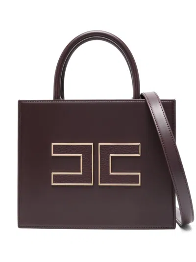 Elisabetta Franchi Rectangular Structured Handbag In Brown
