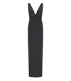 Elisabetta Franchi Maxi Dress With Sequined Deep V-neckline In Black