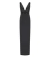 Elisabetta Franchi Maxi Dress With Sequined Deep V-neckline In Black