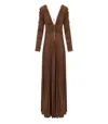 Elisabetta Franchi Red Carpet Lurex Jersey Dress With Necklace In Brown