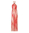 Elisabetta Franchi Halter Neck Maxi Length Printed Tie Detail In Red