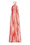 Elisabetta Franchi Halter Neck Maxi Length Printed Tie Detail
