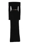Elisabetta Franchi Red Carpet Chenille Dress With Belt In Black