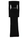 Elisabetta Franchi Red Carpet Chenille Dress With Belt In Black