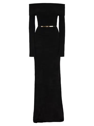 ELISABETTA FRANCHI RED CARPET CHENILLE DRESS WITH BELT