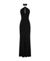 Elisabetta Franchi Black Red Carpet Long Viscose Dress In Black