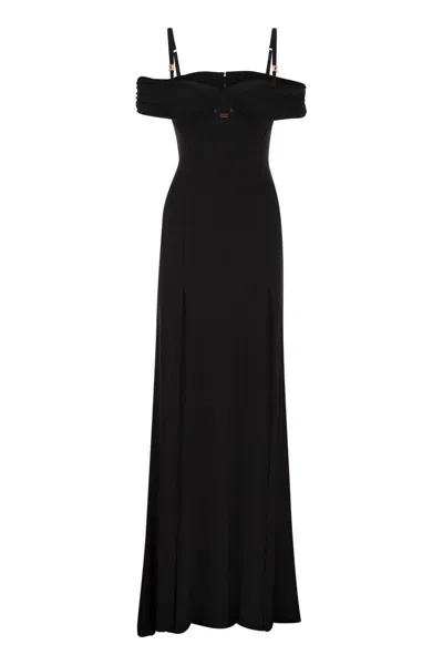 Elisabetta Franchi Red Carpet Crepe Jersey Dress With Corset In Black