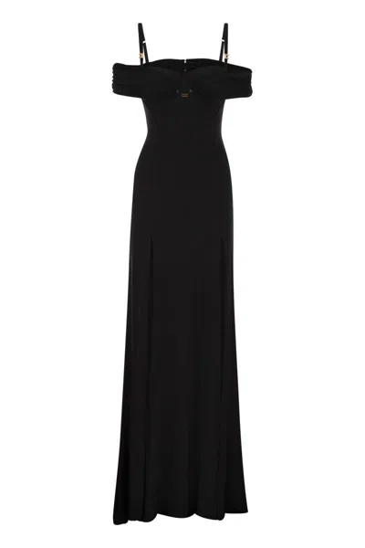 Elisabetta Franchi Red Carpet Crepe Jersey Dress With Corset In Black