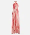 Elisabetta Franchi Halter Neck Maxi Length Printed Tie Detail