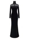 Elisabetta Franchi Red Carpet Dress In Velvet And Jersey In Black