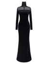 Elisabetta Franchi Red Carpet Dress In Velvet And Jersey In Black