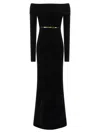 Elisabetta Franchi Red Carpet Chenille Dress With Belt In Black