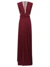 Elisabetta Franchi Burgundy Evening Dress With Deep V-neckbodice In Burgundy