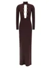 Elisabetta Franchi Chain-embellished High-neck Dress In Burgundy