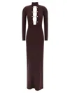 Elisabetta Franchi Chain-embellished High-neck Dress In Burgundy