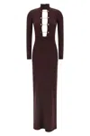 Elisabetta Franchi Chain-embellished High-neck Dress In Burgundy