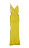 ELISABETTA FRANCHI RED CARPET DRESS IN CUPRO JERSEY DRAPED