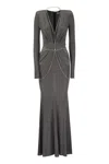 Elisabetta Franchi Red Carpet Dress In Lurex Jersey With Body Chain