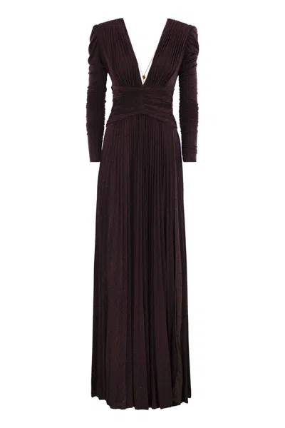 ELISABETTA FRANCHI ELISABETTA FRANCHI RED CARPET DRESS IN LUREX JERSEY WITH NECKLACE