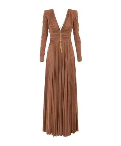 ELISABETTA FRANCHI PLEATED MAXI DRESS
