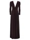 Elisabetta Franchi Red Carpet Dress In Lurex Jersey With Necklace In Burgundy