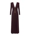 Elisabetta Franchi Red Carpet Dress In Lurex Jersey With Necklace In Brown