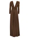 Elisabetta Franchi Red Carpet Dress In Lurex Jersey With Necklace Clothing In Brown