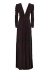 Elisabetta Franchi Red Carpet Dress In Lurex Jersey With Necklace In Burgundy