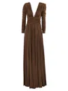Elisabetta Franchi Red Carpet Lurex Jersey Dress With Necklace In Brown