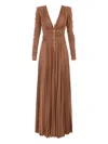 Elisabetta Franchi Red Carpet Dress In Lurex Jersey With Necklace Clothing In Brown