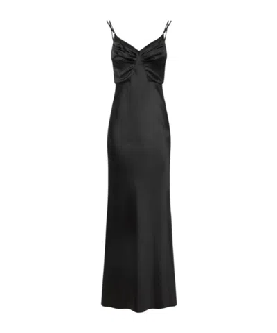 Elisabetta Franchi Red Carpet Dress In Satin Fabric In Black