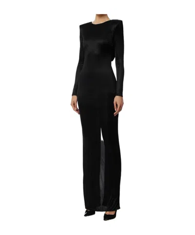 Elisabetta Franchi Red Carpet Dress In Shiny Viscose Jersey In Black