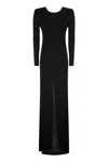 Elisabetta Franchi Red Carpet Dress In Shiny Viscose Jersey In Black