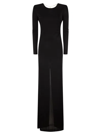 Elisabetta Franchi Red Carpet Dress In Shiny Viscose Jersey In Black