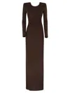 Elisabetta Franchi Red Carpet Dress In Shiny Viscose Jersey In Brown