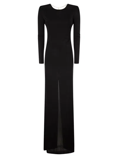 ELISABETTA FRANCHI RED CARPET DRESS IN SHINY VISCOSE JERSEY