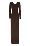 Elisabetta Franchi Draped Chain Detail Dress With Back Slit In Brown