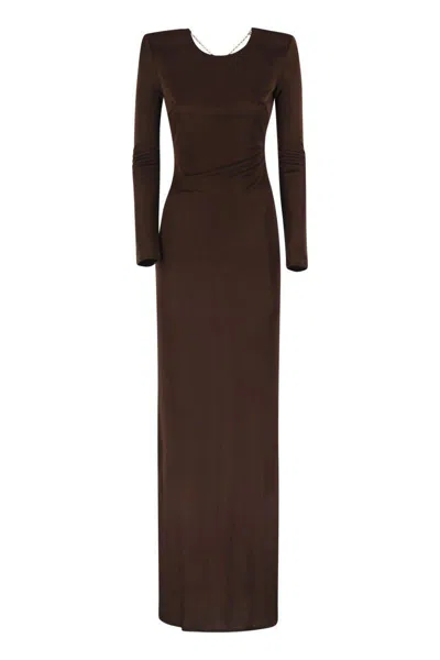 ELISABETTA FRANCHI ELISABETTA FRANCHI RED CARPET DRESS IN SHINY VISCOSE JERSEY