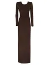 Elisabetta Franchi Draped Chain Detail Dress With Back Slit In Brown