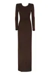 Elisabetta Franchi Draped Chain Detail Dress With Back Slit In Brown