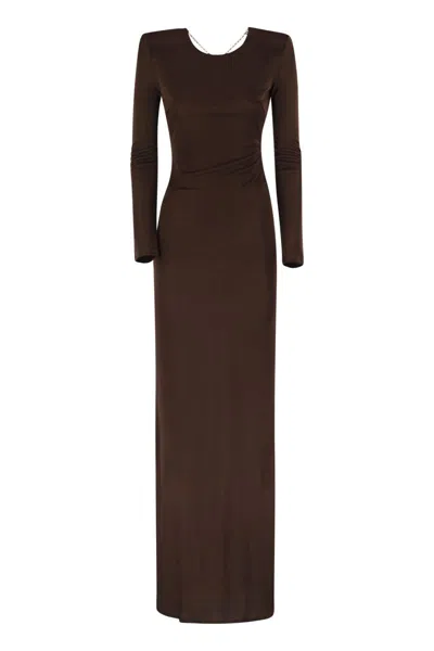 ELISABETTA FRANCHI ELISABETTA FRANCHI RED CARPET DRESS IN SHINY VISCOSE JERSEY