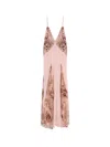 Elisabetta Franchi Red Carpet Dress In Silk Georgette Fabric And Embroidered Lace In Pink