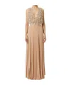 Elisabetta Franchi Red Carpet Dress In Tulle And Jersey Fabrics With Crystals In Brown
