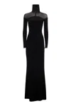 Elisabetta Franchi Red Carpet Dress In Velvet And Jersey In Black